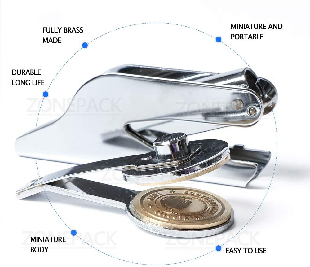 ZONEPACK Manual Desktop Steel Stamp Seal,Company Name Seal Machine Stamping Machine,Mold Stamper,High Pressure Manual Stamper