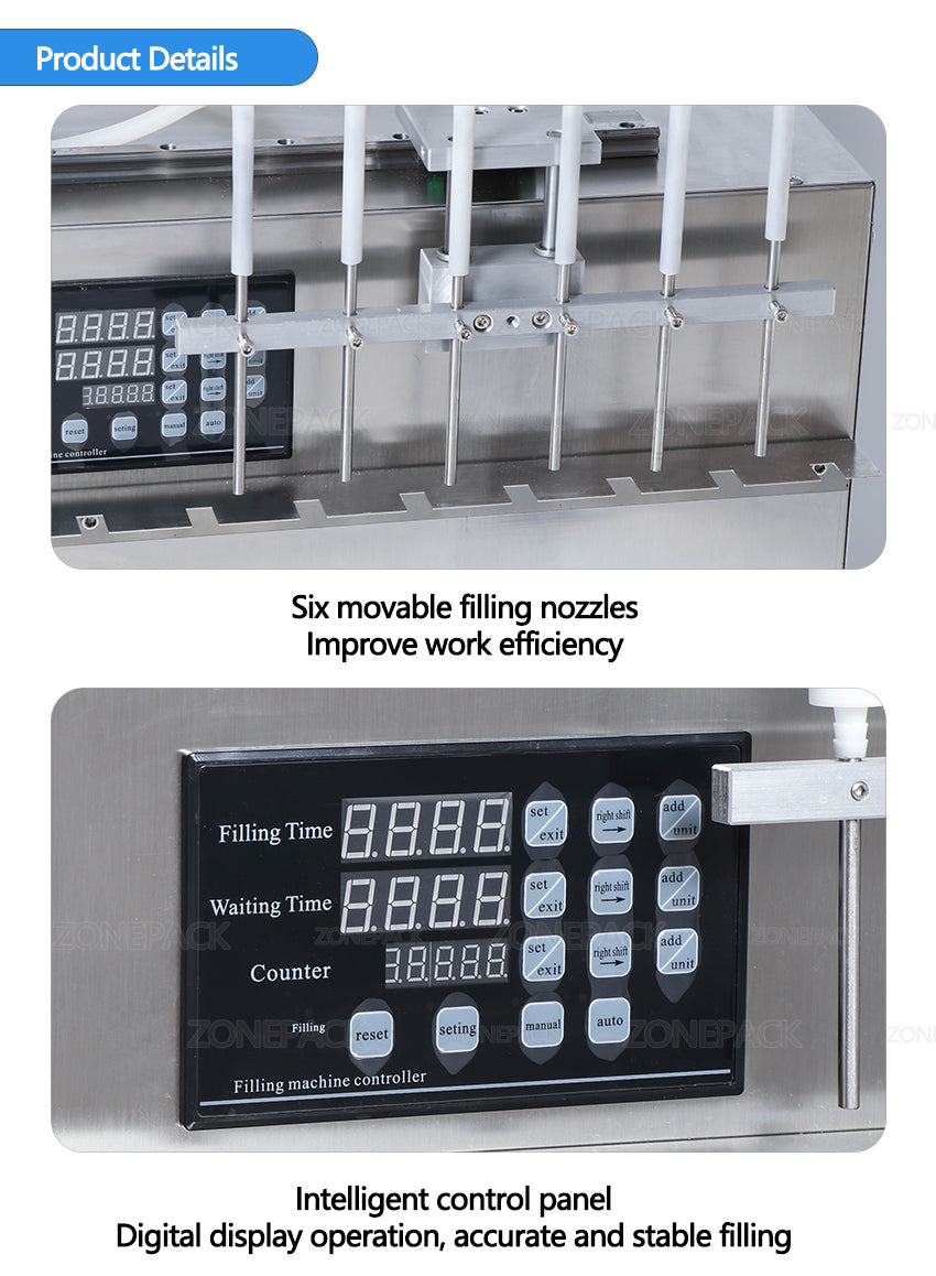 ZONESUN 6 Heads Self-priming Bag Liquid Filling Machine ZS-DPSP6