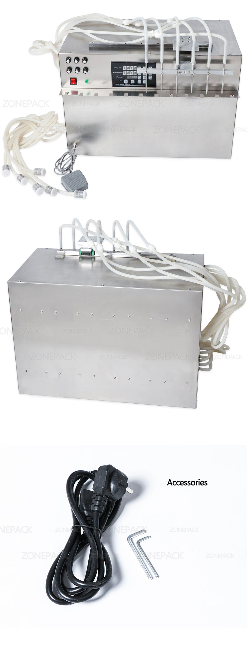 ZONEPACK 6 Heads Самовсасывающая машина для розлива в пакеты для напитков Цифровое управление Компактная точная цифровая машина для розлива