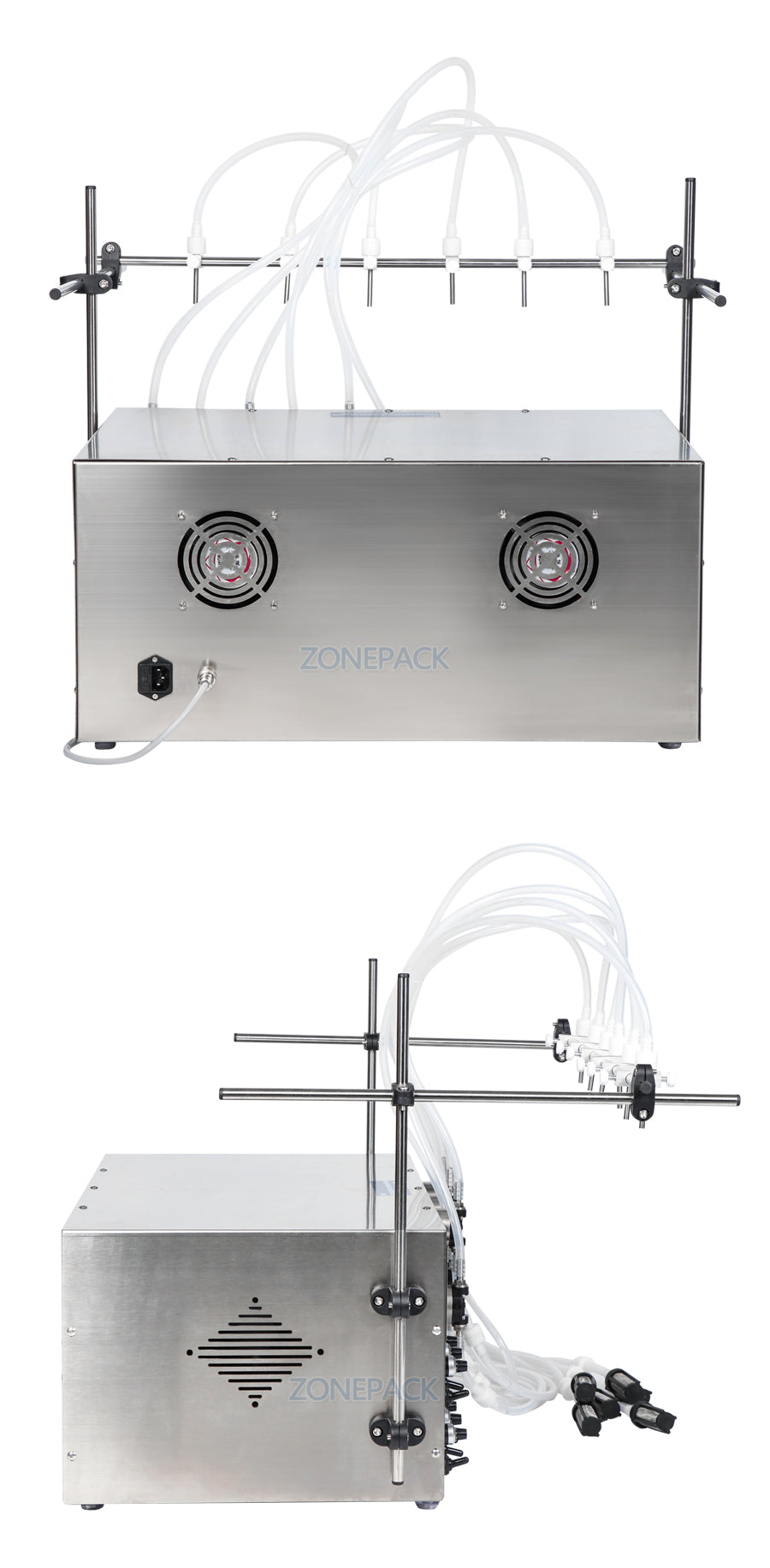 ZONEPACK 6 Heads Magnetic Pump Beverage Perfume Water Juice Essential Oil Electric Digital Liquid Bottle Filling Machine
