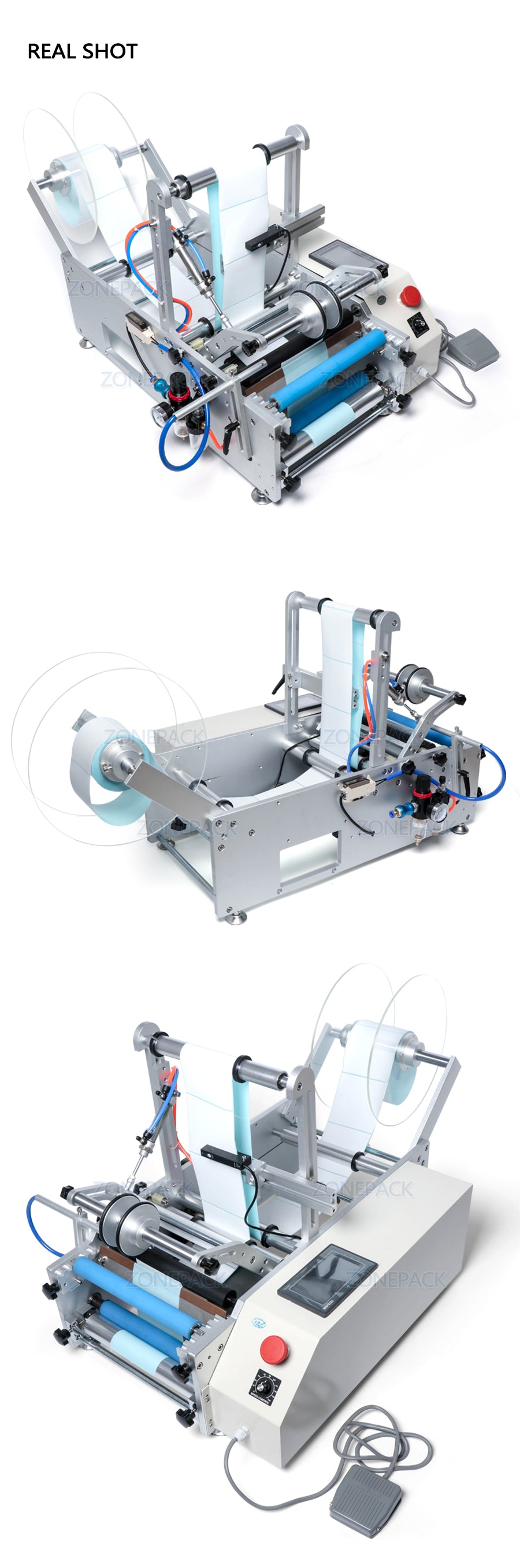 190 Semi-automatic Round Glass Water Milk Juicer Bottle Labeling Machine