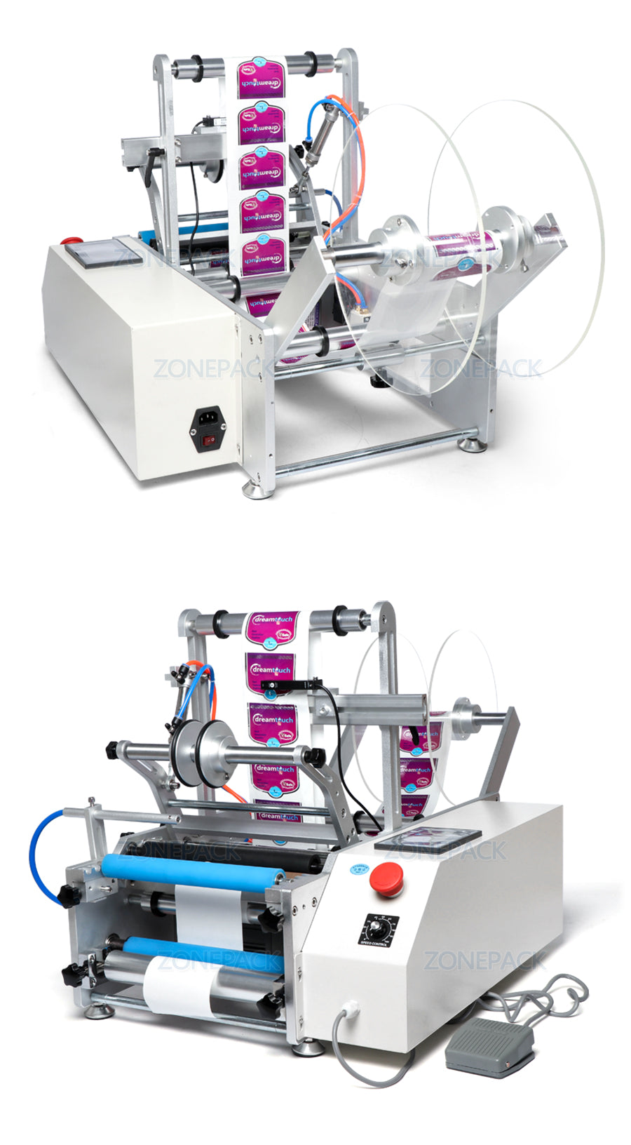 190 Semi-automatic Round Glass Water Milk Juicer Bottle Labeling Machine