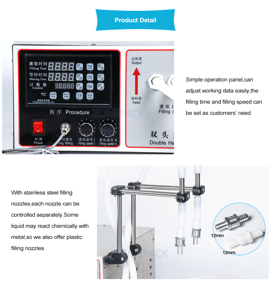 ZONESUN Double Nozzle Semi Automatic Laundry Cooking Oil Filling Machine ZS-GFK17B