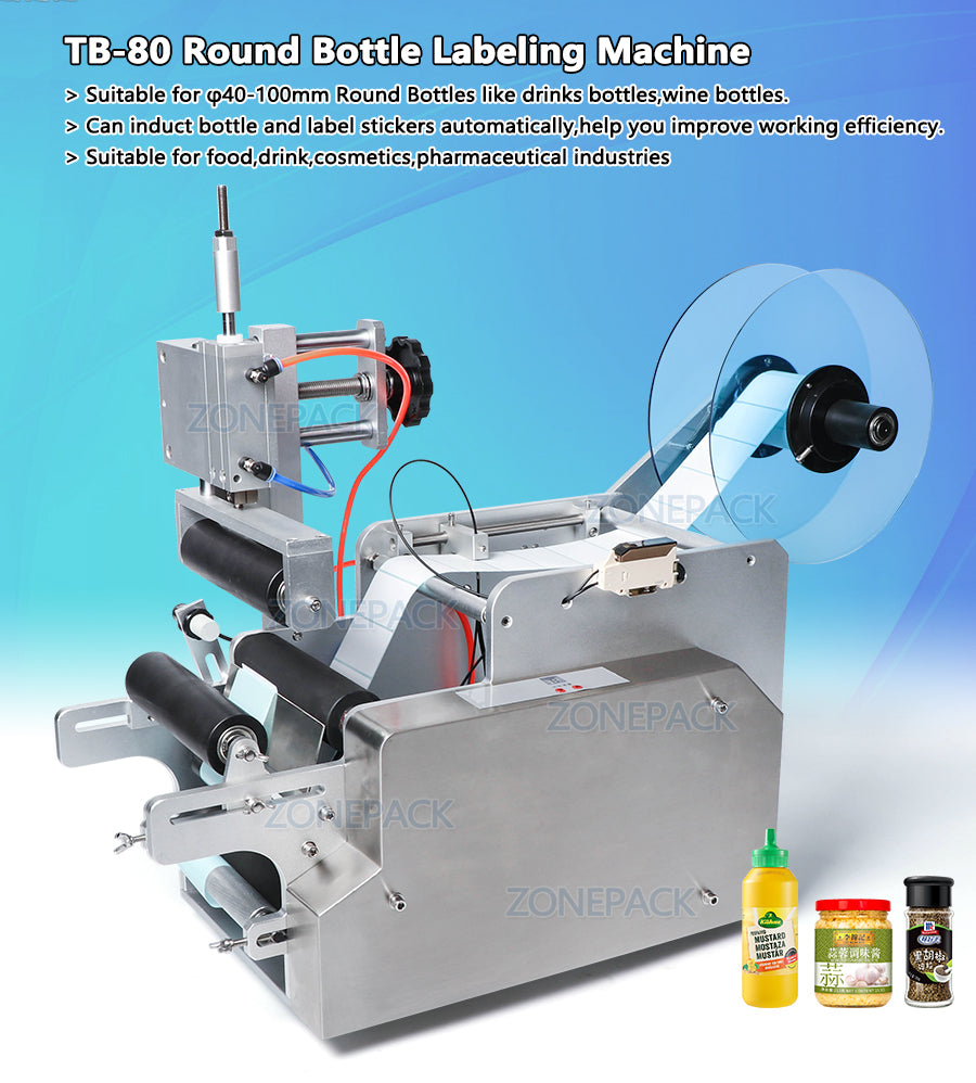 ZOENSUN TB-80 Desktop Pneumatic Semi Automatic Round Bottle Labeling Machines