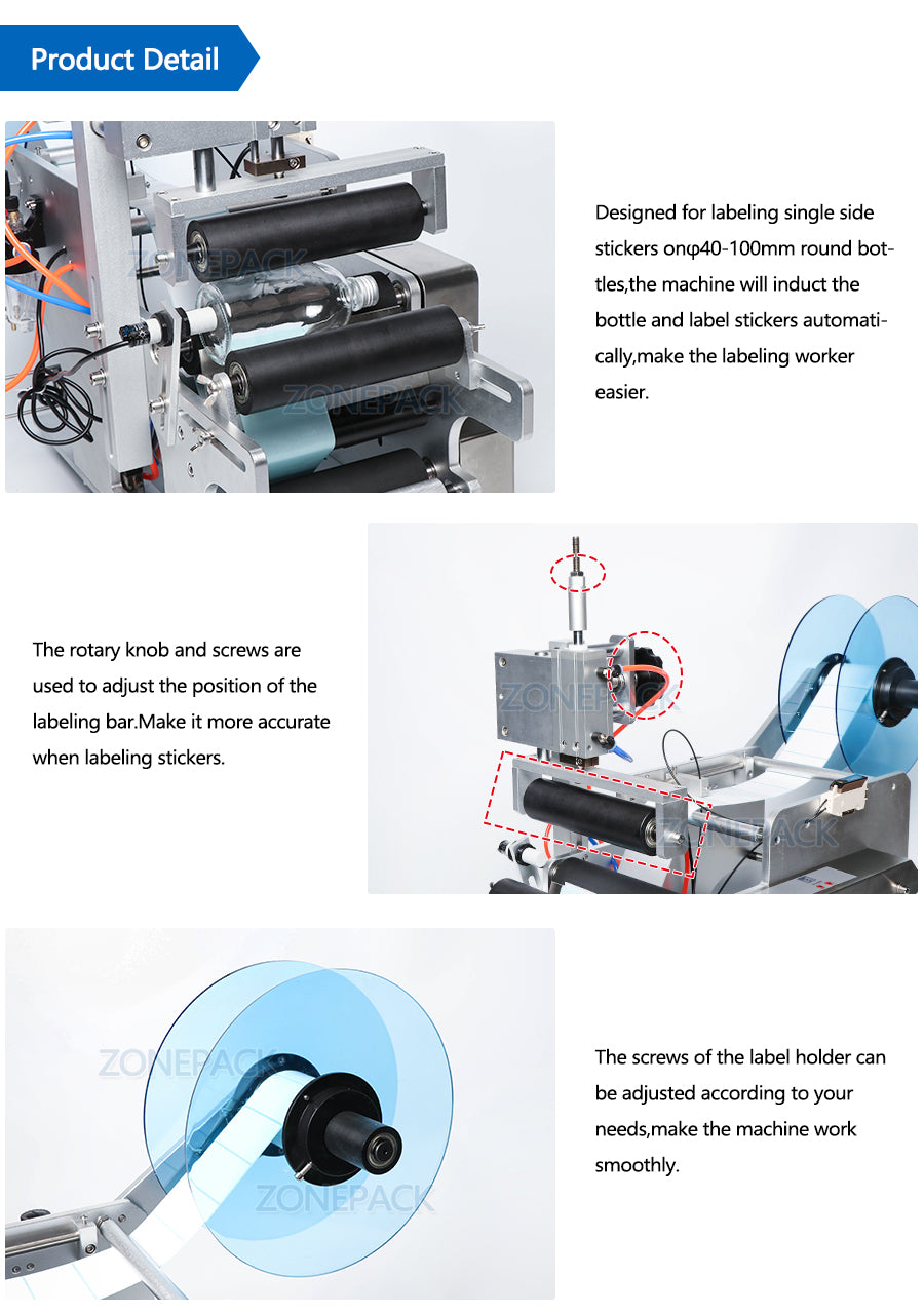 ZOENSUN TB-80 Desktop Pneumatic Semi Automatic Round Bottle Labeling Machines