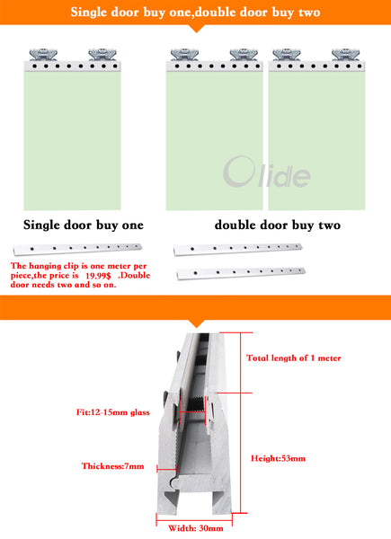 long type glass clamp for automatic sliding door