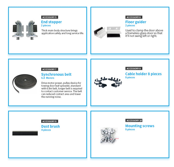 DSL16 sliding door opener accessories details