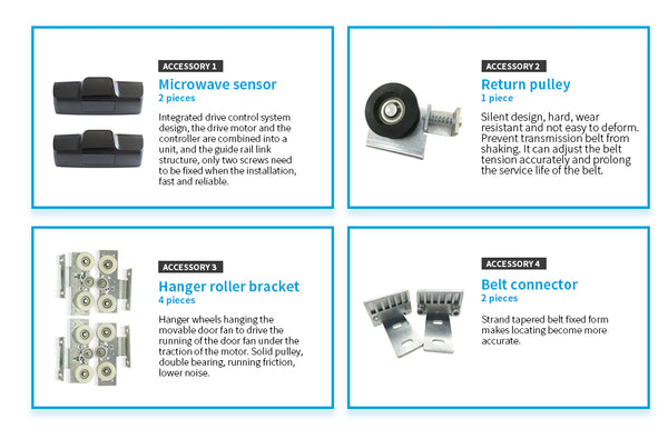 DSL16 sliding door opener accessories details