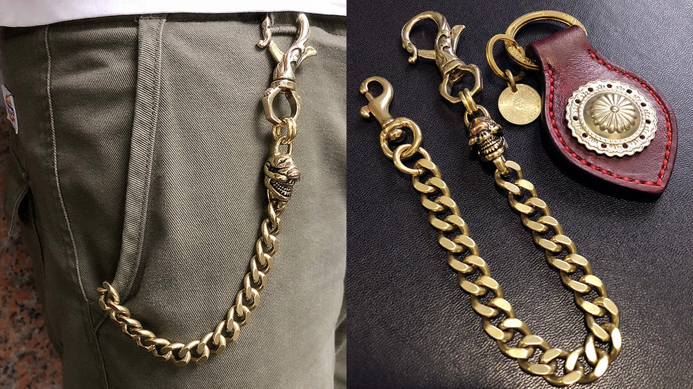 Cool Brass 18'' Minimalist Single Eye Skull Wallet Chain