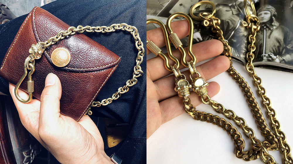 Gold Stainless Steel Biker Wallet Chain tow U Hook Punk Pants