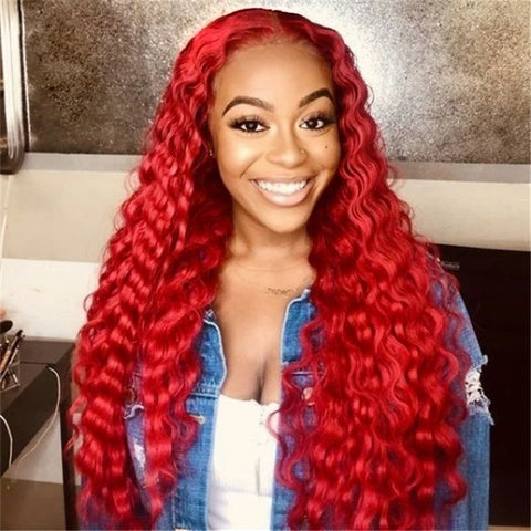 Red hair bundles with frontal deal hot selling