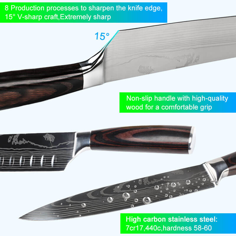 10 Pieces Professional Chef Knife Set - Letcase Knives