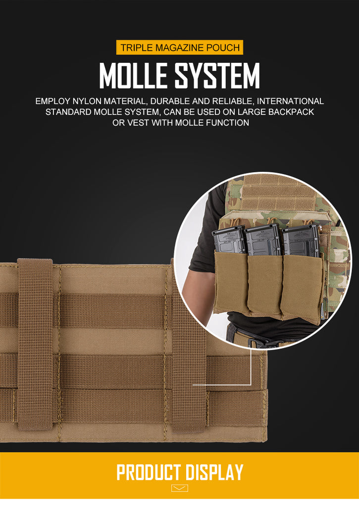 IDOGEAR Tactical 5.56 Magazine Pouch Fast Draw MOLLE Mag Pouch Carrier Triple Open Top 3555
