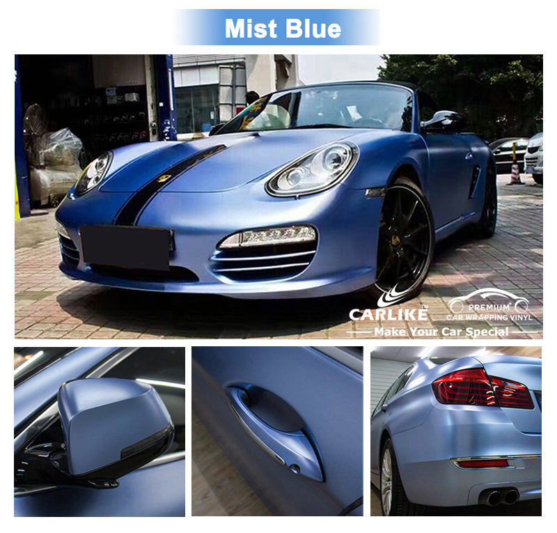 AUTOGOODY Satin Chrome Metallic Deep Blue Vinyl Wrap - 5ft X 9ft - Bubble Free