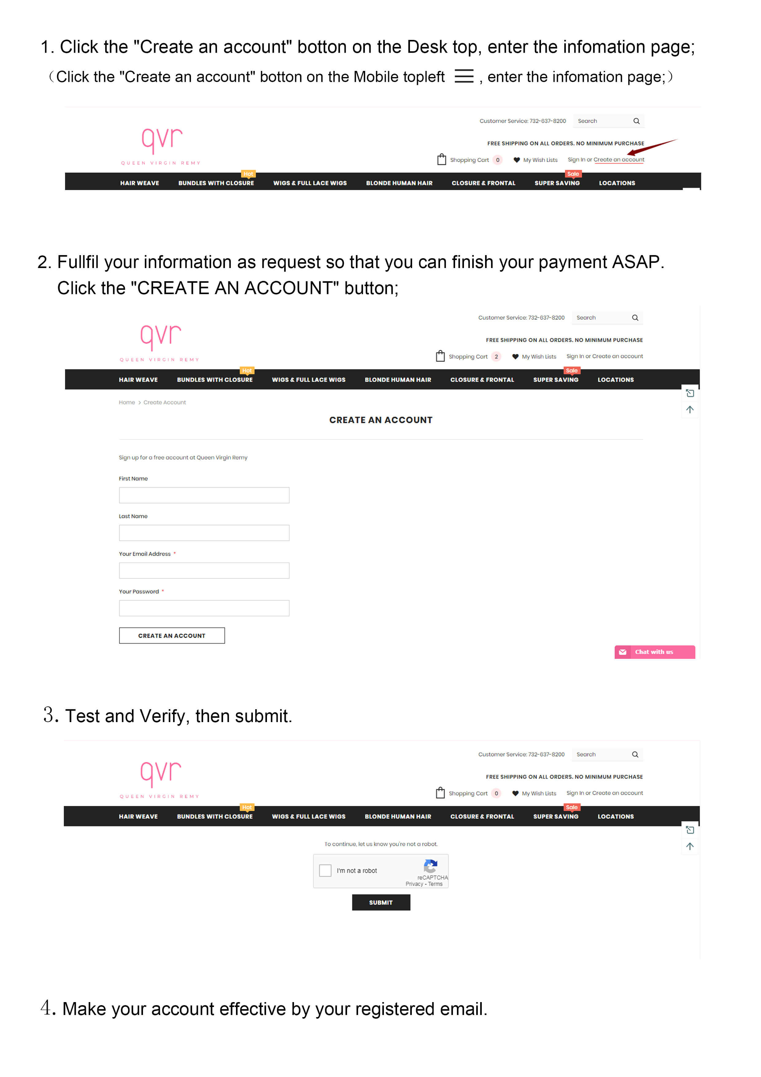 Register / Activate – QUEEN VIRGIN REMY