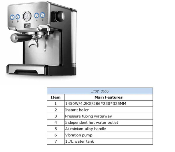 ITOP 3605 coffee machine specification -- iTOP Coffee