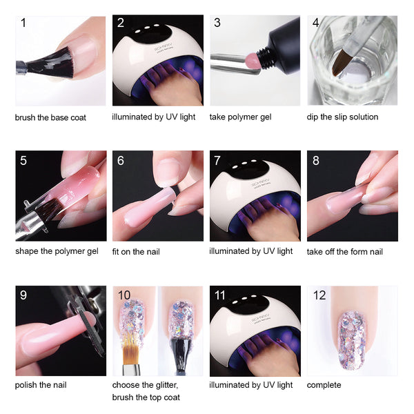 4 KITS de extensión de gel de uñas de poli PCS para la extensión de uñas de inicio, arte de uñas DIY