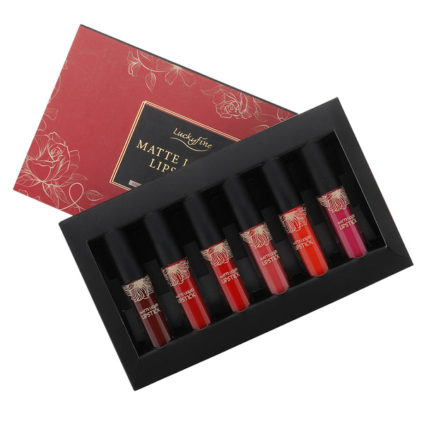 Coffret cadeau de rouge à lèvres liquide velours mat 6 couleurs, imperméable et durable, haute pigmentation