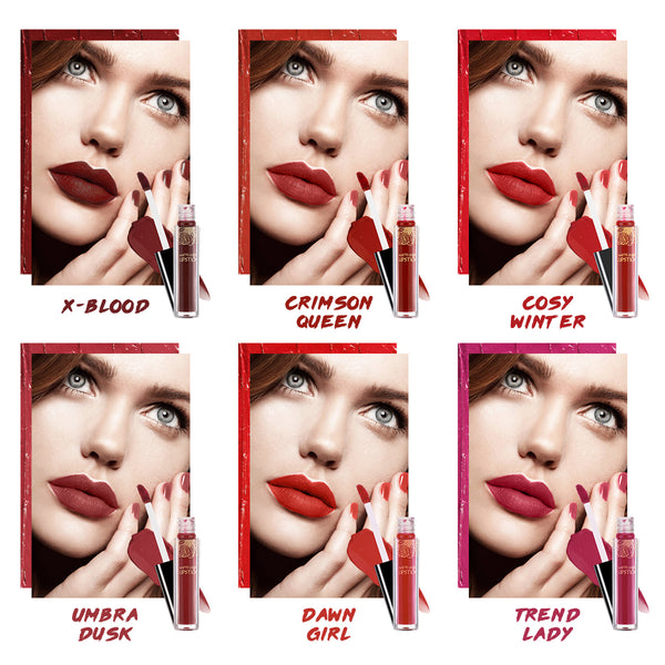6 colori Matte Velvet Liquid Lipstick Gift Set, Impermeabile & Long Lasting, Alta pigmentazione