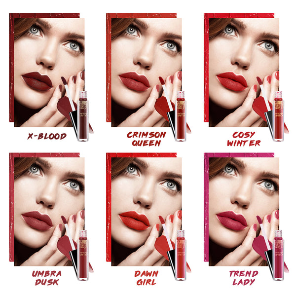 6 Farben Matte Velvet Liquid Lipstick Geschenkset, wasserdicht und langlebig, hohe Pigmentierung