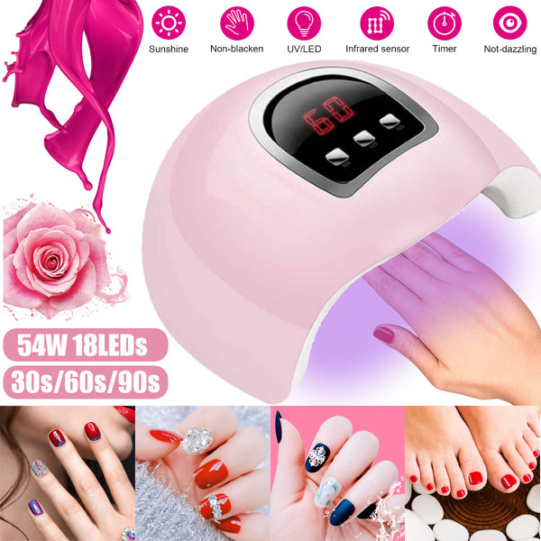 54W LED Nail Dryer Timer UV Light Lamp Gel Nail Polish Professional Nail Lamp