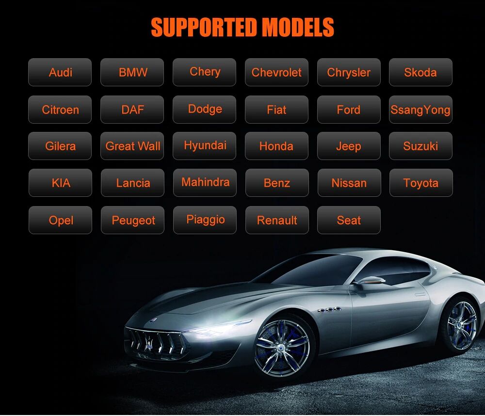 Orange5 Plus Vehicle List - VXDAS