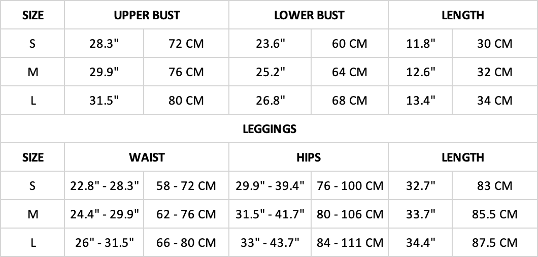 Hummingbird Pastel Laser Cut Sports Set Size Chart