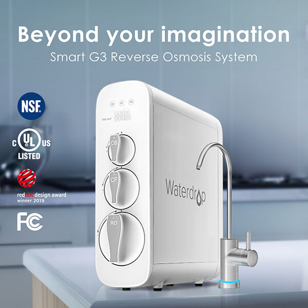 Waterdrop Smart Reverse Osmosis Water Filtration System - Removes Virus, TDS, Lead, VOCs, Fluoride - NSF 58 & 372 Certified