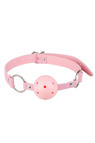 Breathable Pink Leather Ball Mouth Gag