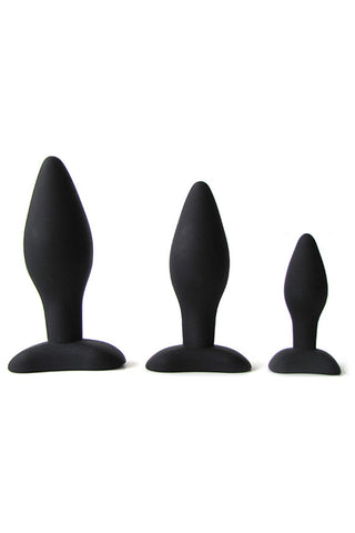 Black Silicone Anal Plug 3pc Set