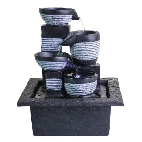 Cascading Flowing Water Blows Zen LED Lighted Fountain