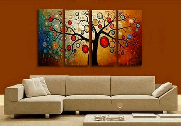 Tree of Life Painting, Buy Abstract Art, 4 Piece Canvas Art, Contemporary Art, Buy Paintings Online