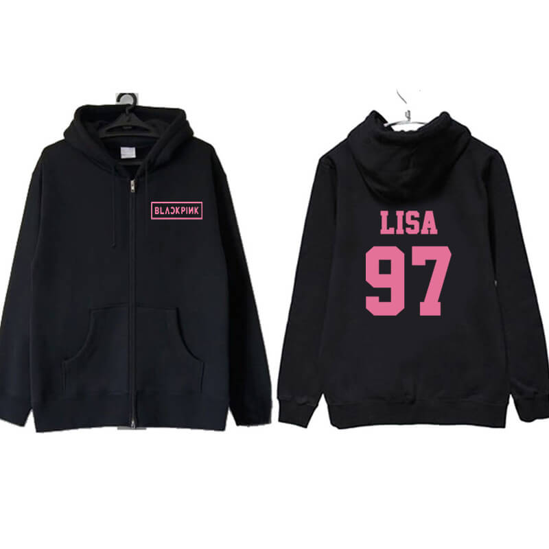 BLACKPINK Member Name Printed Zipper Hoodie