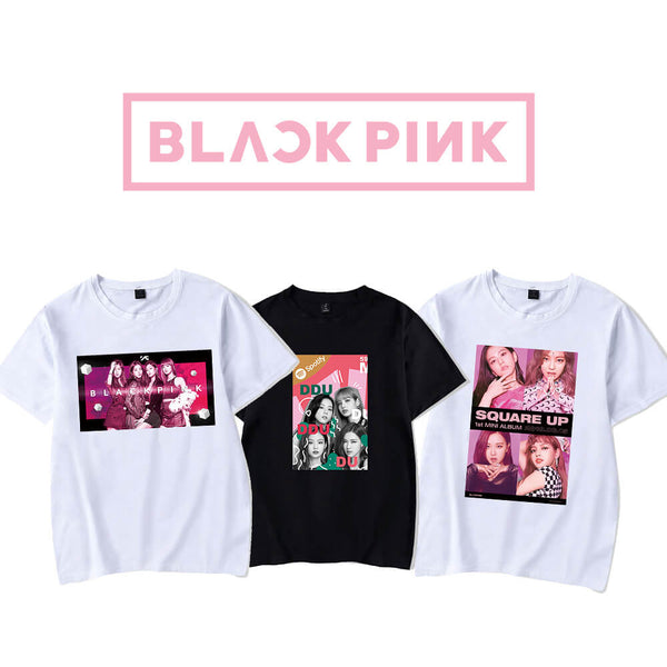 BLACK PINK SQUARE UP Printed Breathable T-shirt