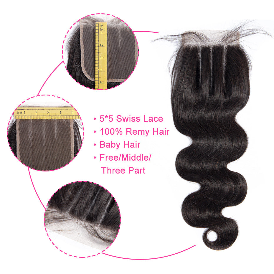 lakihair body wave 5*5 closure