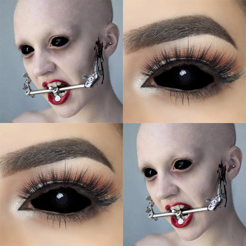 Black Sclera contact lenses scary picture with big size diameter 22mm