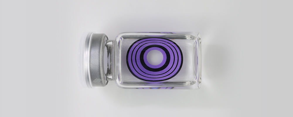 22mm purple spiral sclera contact lenses which entirely cover the sclera and iris