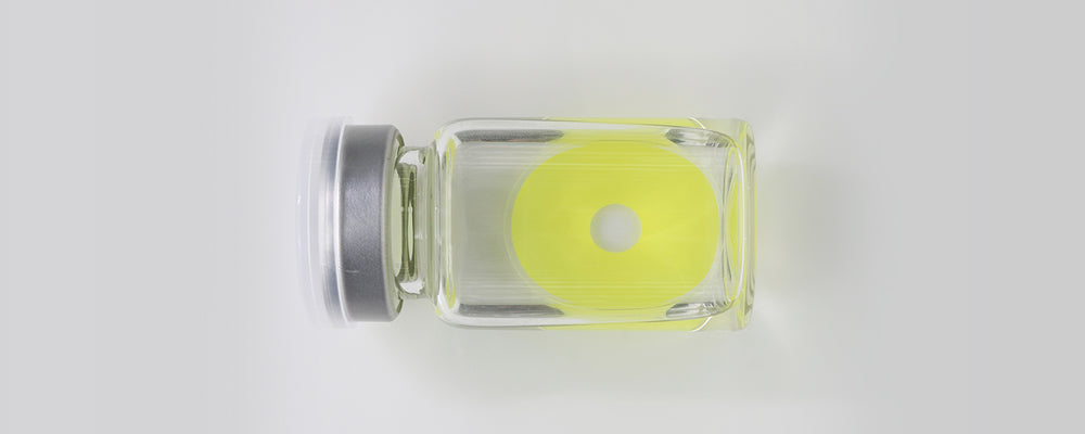 Yellow 22mm sclera contact lenses which entirely cover the sclera and iris