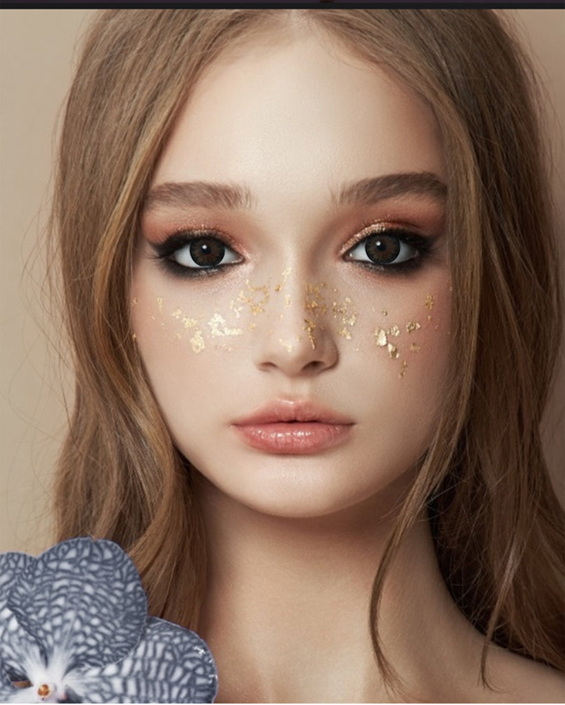 Glass Ball Chocolate Brown colored contacts with natural looking model picture