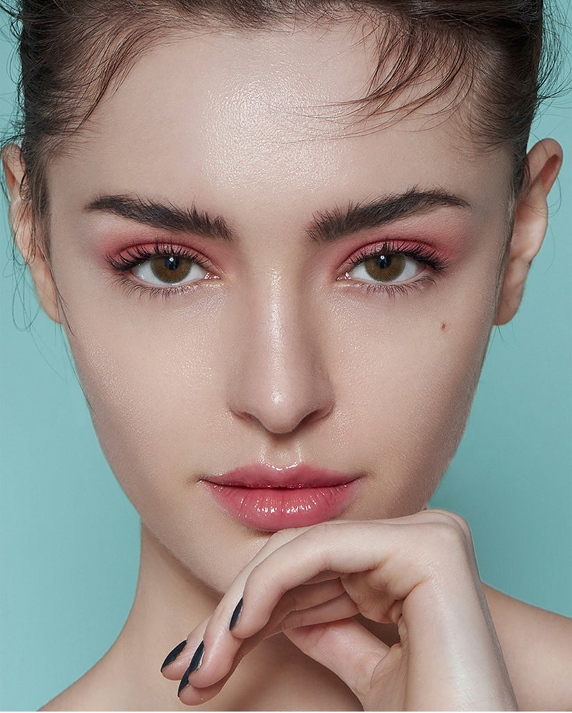 Natural Avela Brown colored contacts with natural looking model picture