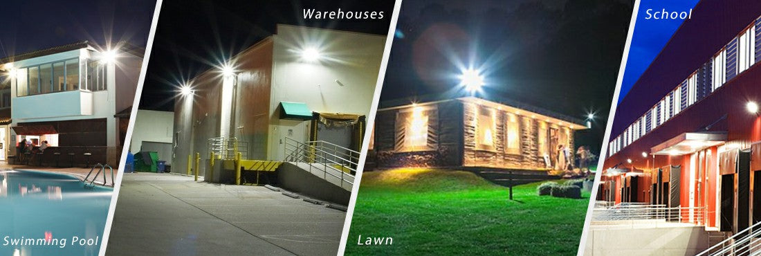 100W LED Flood Light with Plug 2 Pack, 10000lm IP66 Waterproof Super Bright Security Lights