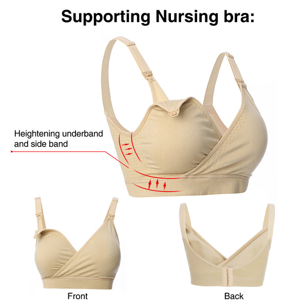 iloveSIA Women's V Neck Nursing Bra Seamless Maternity Breastfeeding Bra Pack of 3 detial picture