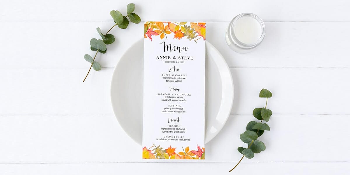 Autumn Wedding Menu