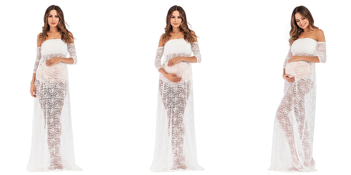 Sexy Formal Lace See-Through Maternity Dress