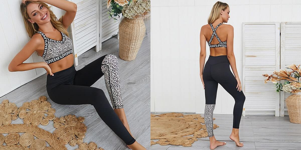 Sexy Leopard Print Open-navel Yoga Sports Set