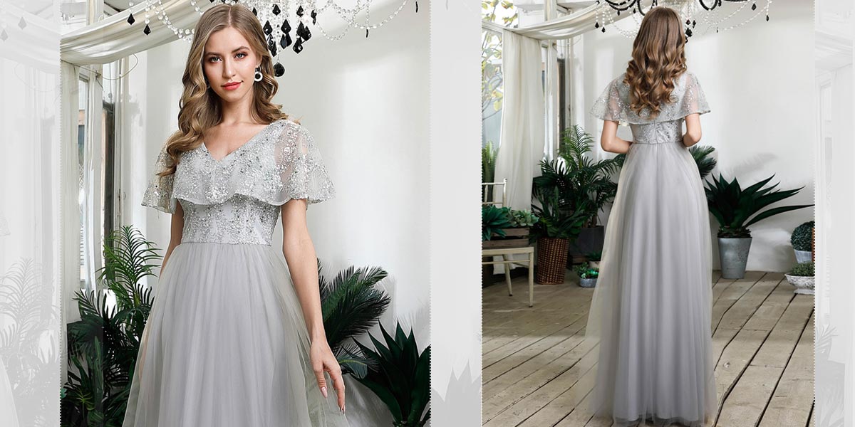 Beautiful Gray Wedding Guest Dress