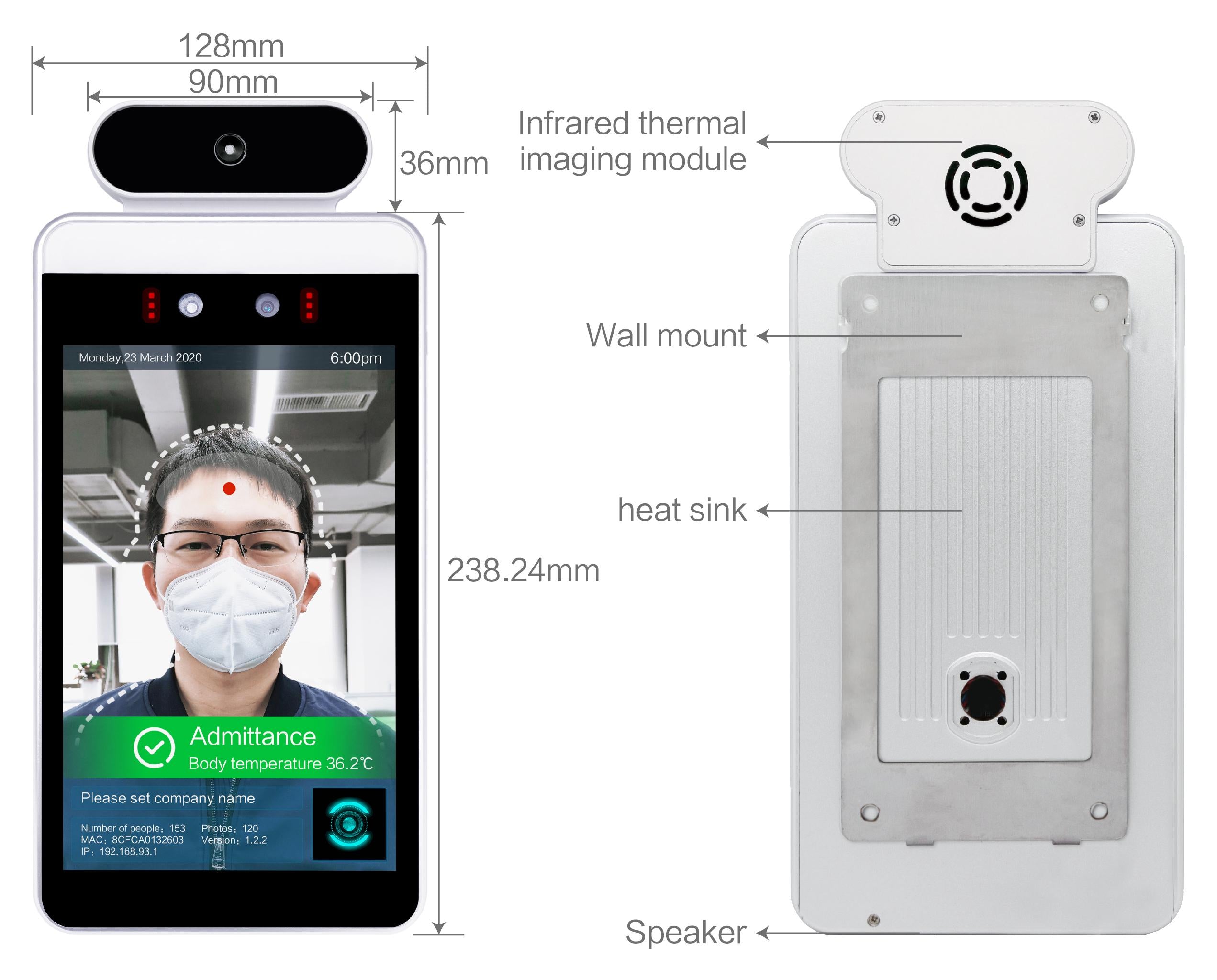Pass Management Wall-mounted Module of Temperature Measurement & Face Recognition