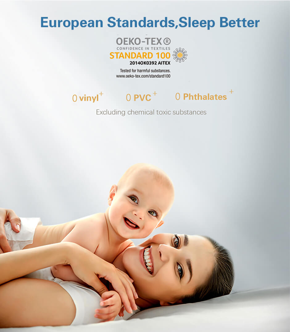 The mattress pad is dried at a low temperature and is not ironed or bleached.