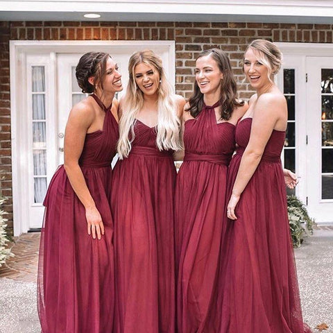 burgundy convertible bridesmaid dress