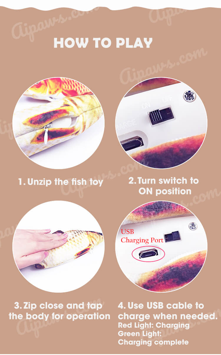 flopping fish cat toy how to use instruction